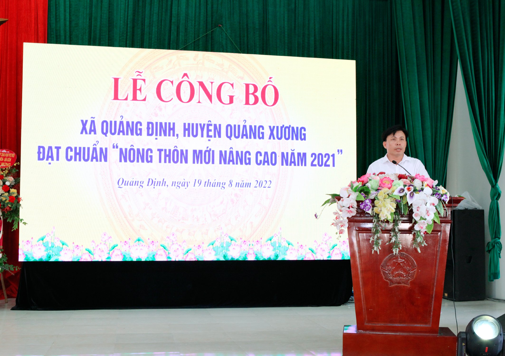 Lễ công bố quyết định công nhận xã Quảng Định đạt chuẩn nông thôn mới nâng cao năm 2021.